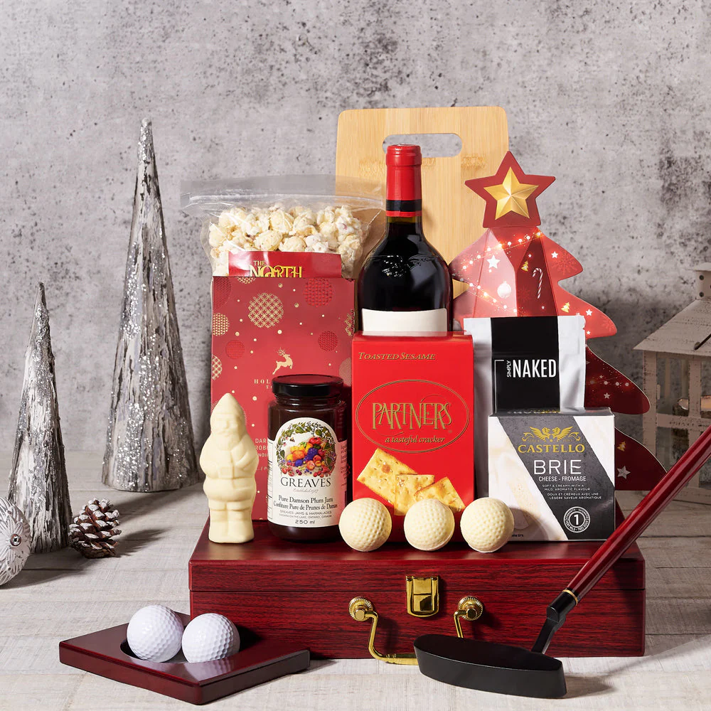 A Golfer's Christmas Wine Gift Basket