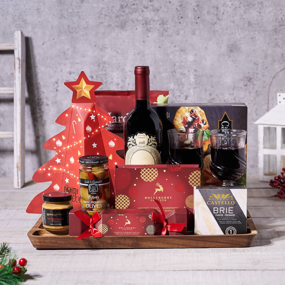 Christmas Wine & Cheese Snack Set