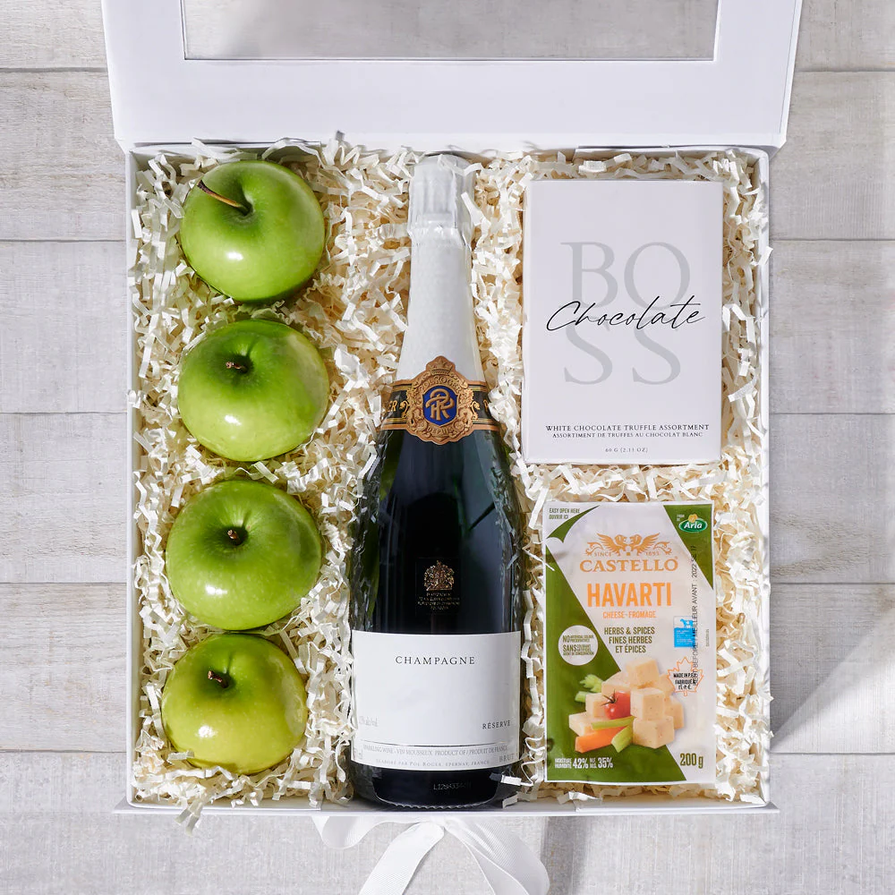 Fruit & Cheese Gift Box with Champagne
