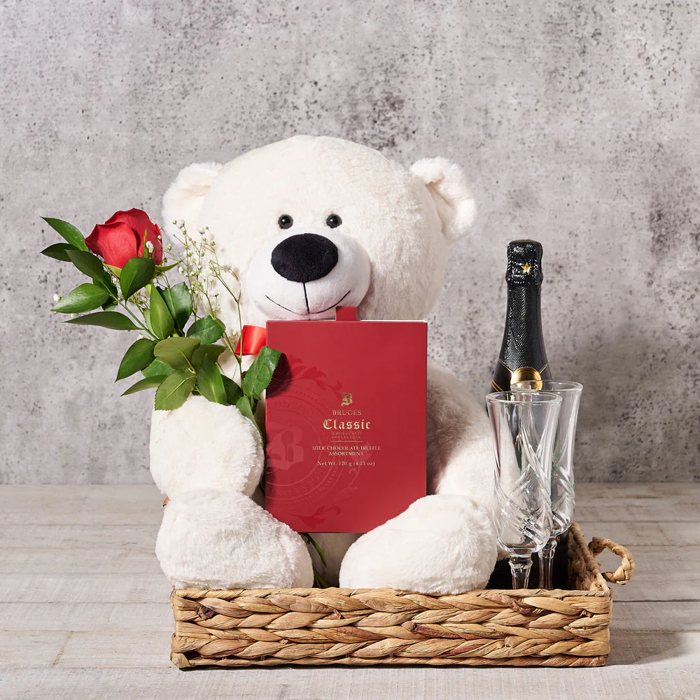 Grand Romance Champagne & Bear Gift Basket