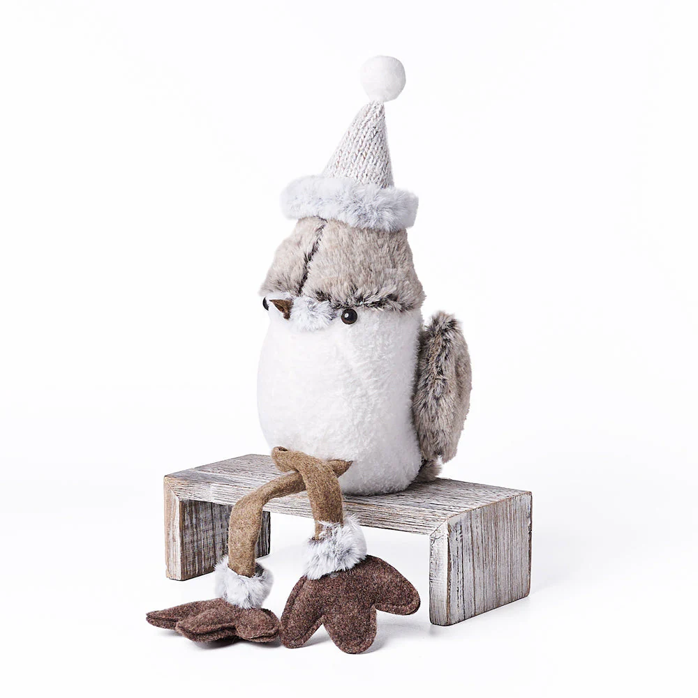 Grey Holiday Sparrow Plush