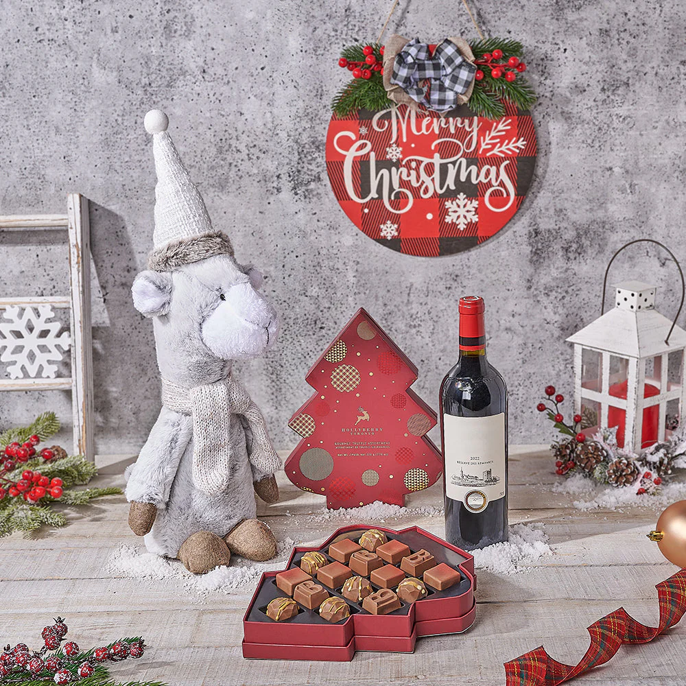 Holiday Llama & Wine Gift Set