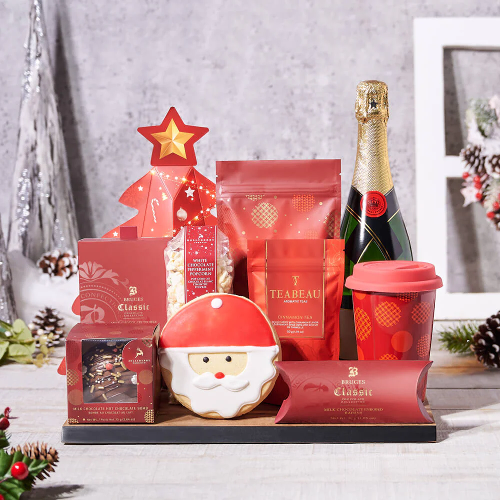 North Pole Delights Gift Basket With Champagne