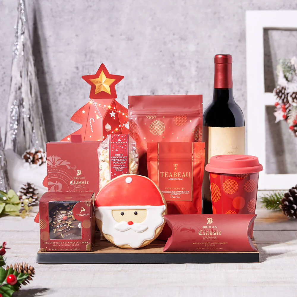 North Pole Delights Gift Basket With Wine