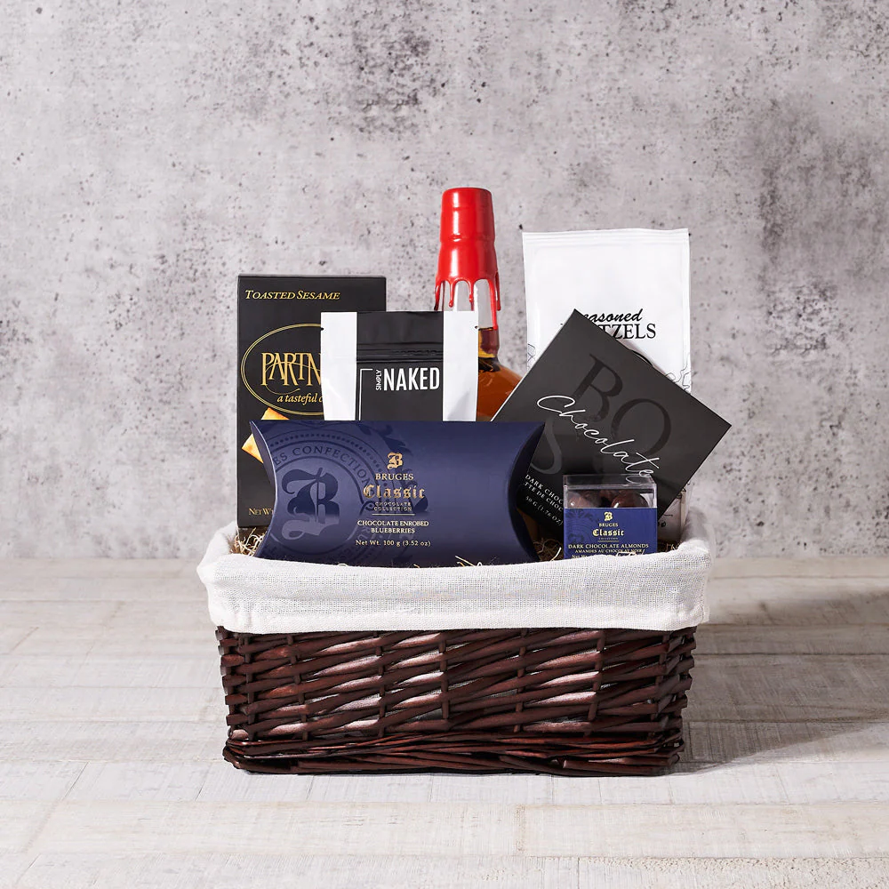 Spirits & Select Snacks Gift Basket