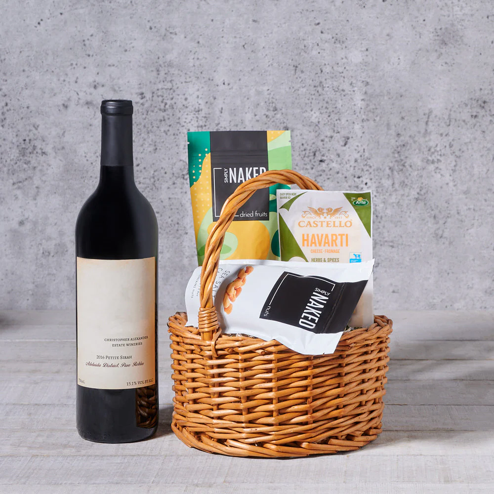 Subtle Savory Bites Wine Gift Basket