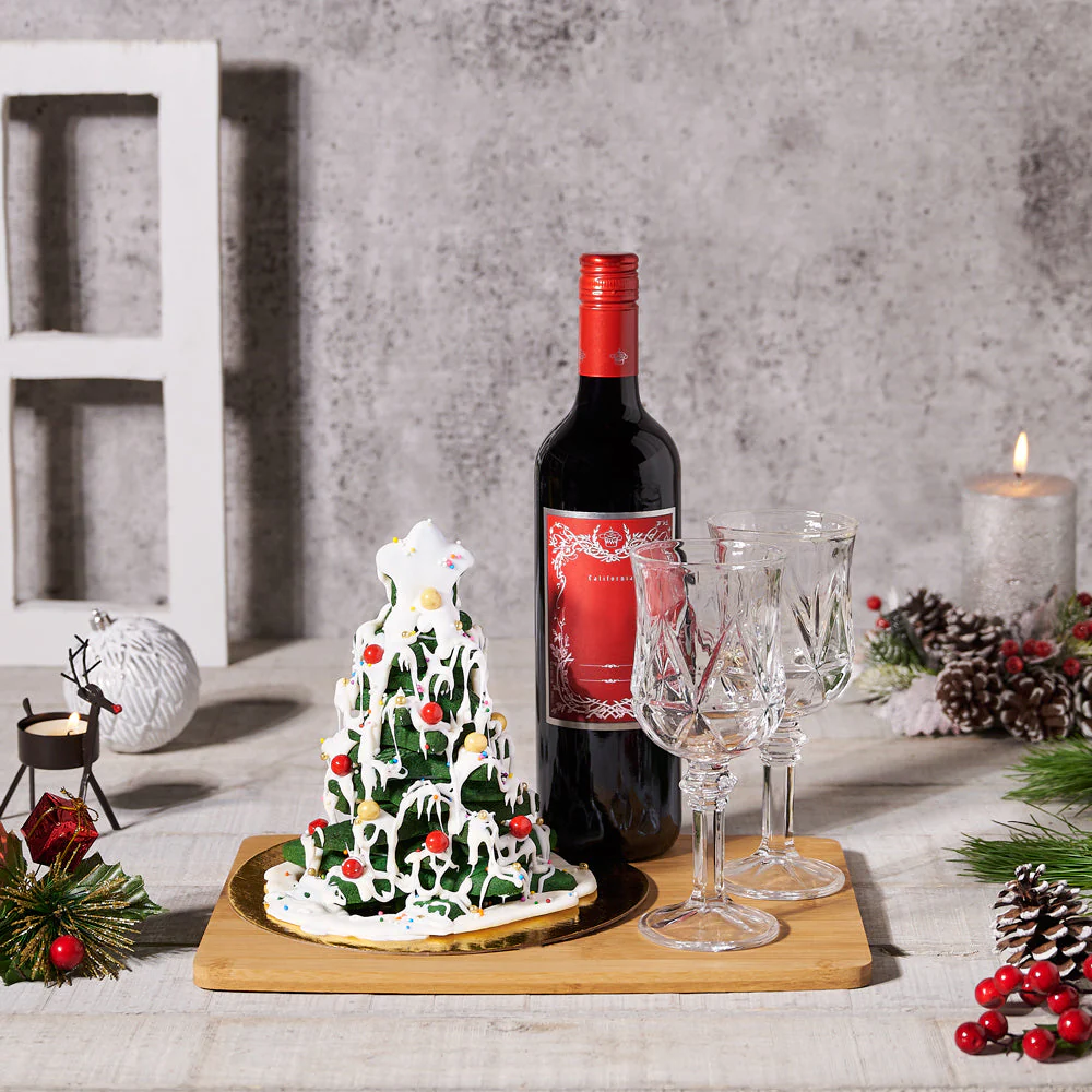Sweet Christmas Tree & Wine Gift Set