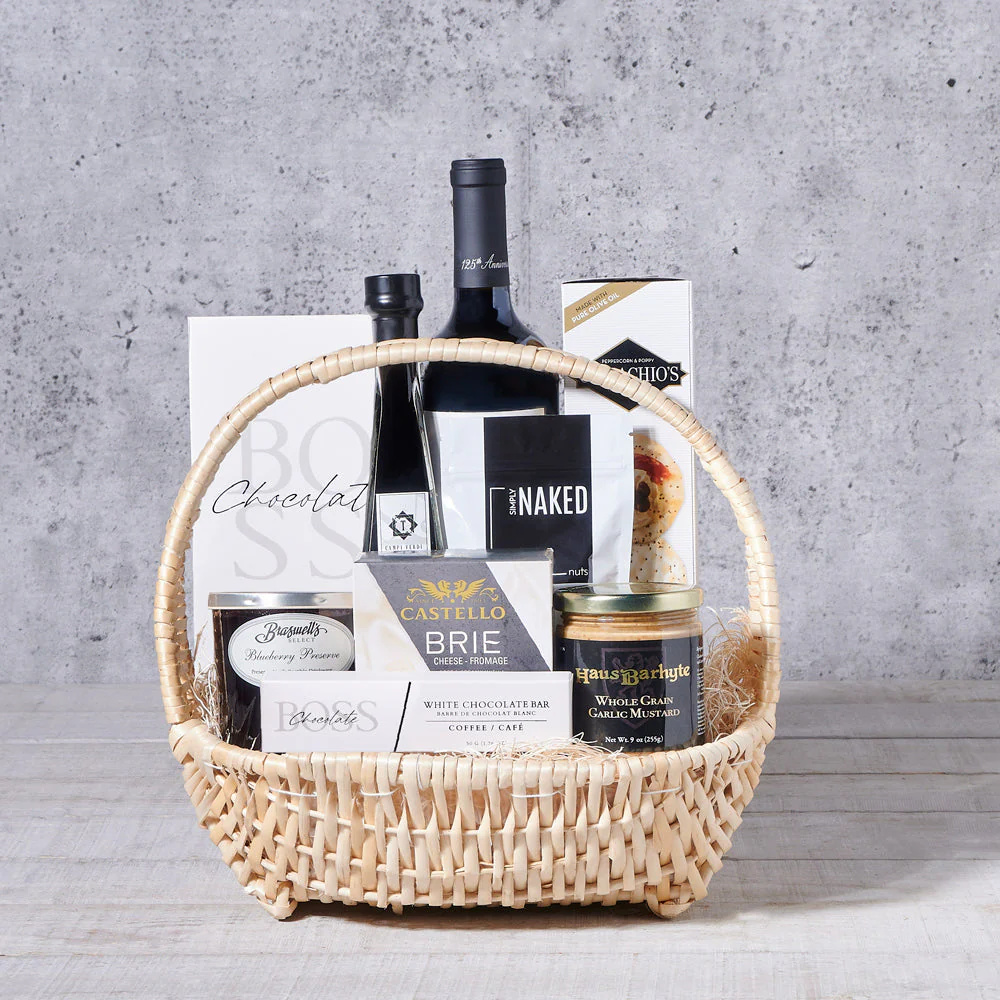 The Hearthside Wine & Savory Assortments Basket