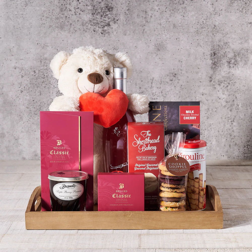 The Tender Heart Liquor & Plush Gift Tray
