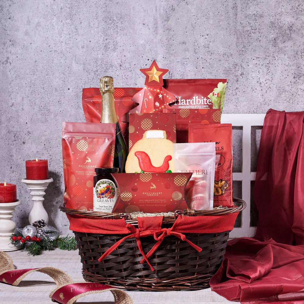Christmas Gift Baskets with Champagne