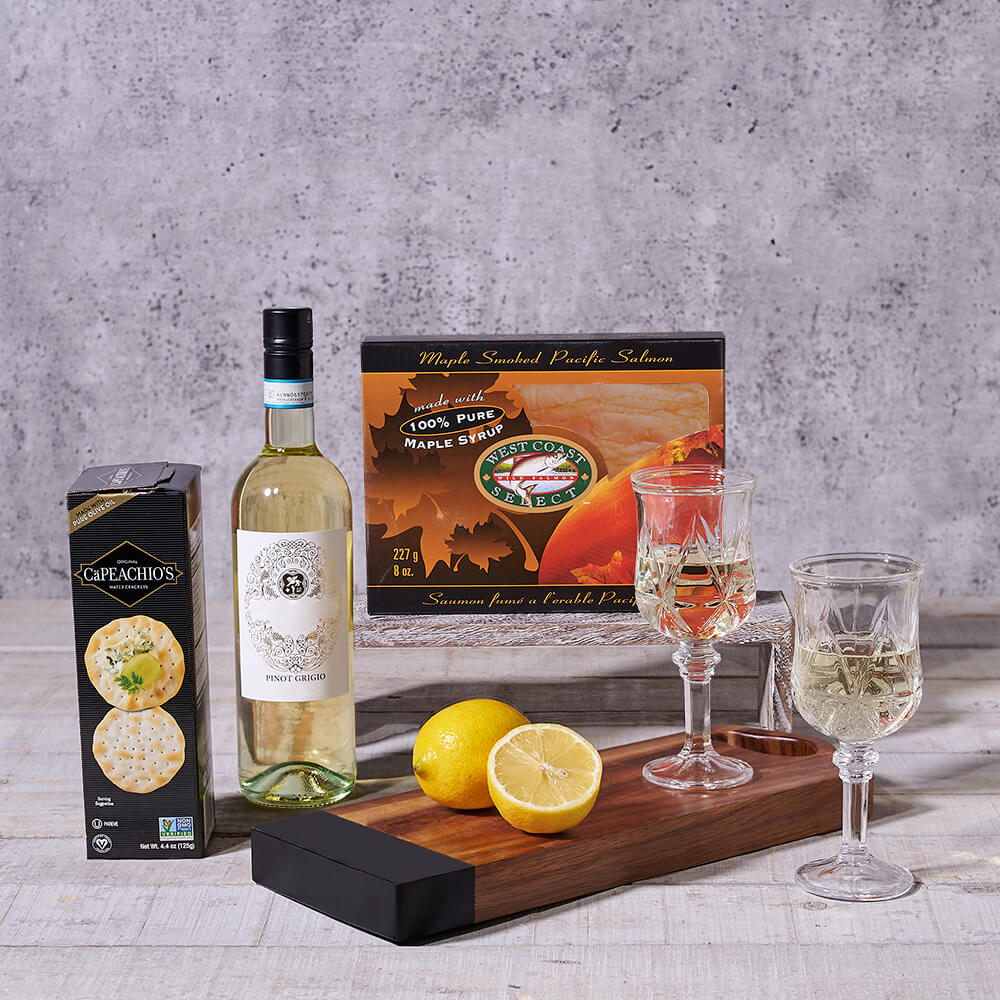 Wild Salmon & Wine Gift Basket