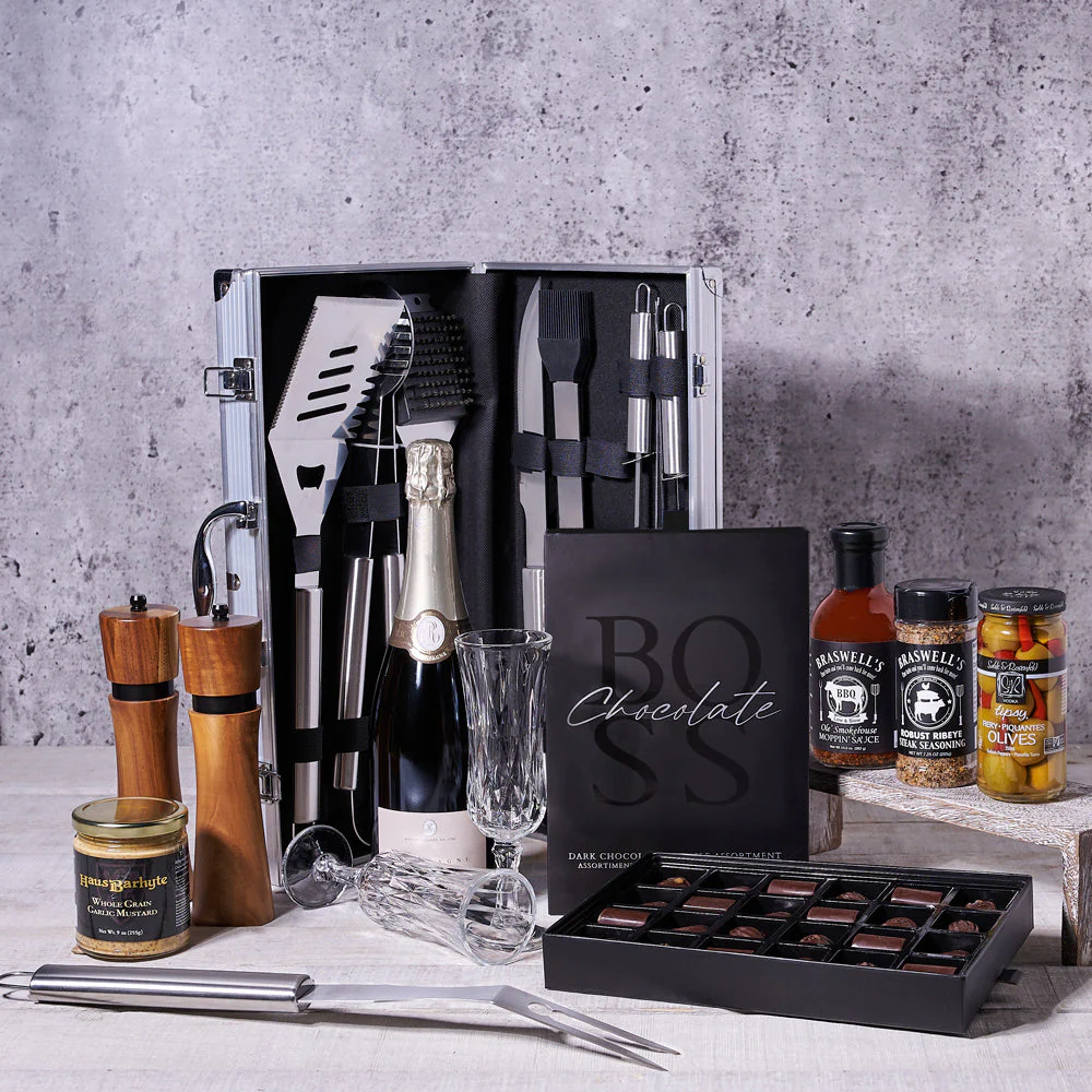 World's Best Barbecuing Gift Basket with Champagne